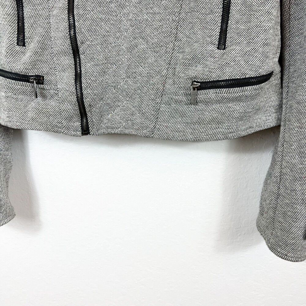 ANTHROPOLOGIE UNDER SKIES Grey Cropped Moto Style Jacket Size Medium - Picture 5 of 12